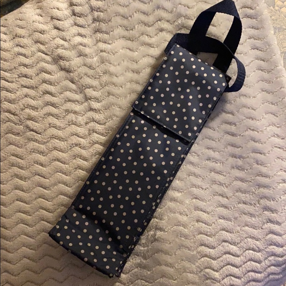 Thirty-one Insulated Wine Tote in Navy Polka Dot